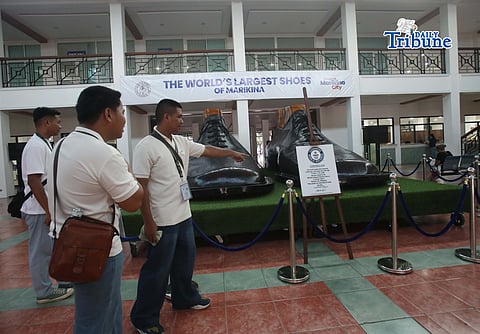 (June 11 2026) The restored pair of giant shoes with the Guinness record for being the largest shoes in the world record in 2002, was seen display at Marikina City Hall, on Wednesday June 10 2026. Marikina City, nicknamed as the Shoe Capital of the Philippines. Photo/Analy Labor
