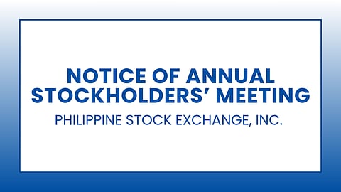 PSE: Notice of Annual Stockholders' Meeting