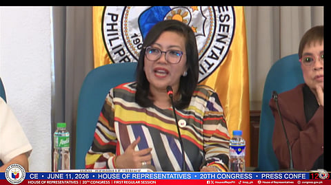 House prosecutor panel member and Batangas 2nd District Rep. Gerville Luistro speaking during the House Press Conference on Thursday, 11 June. 
