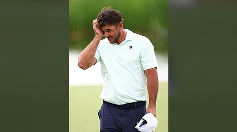 BROOKS Koepka walks off the 18th green after completing his first round at the 2026 RBC Canadian Open at TPC Toronto at Osprey Valley on Thursday in Caledon, Ontario.