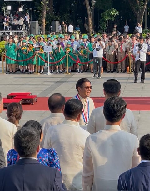 President Ferdinand Marcos Jr. approached Senate President Sherwin Gatchalian and made a handshake during the celebration of the 128th Philippine Independence Day on Friday at the Luneta Park.