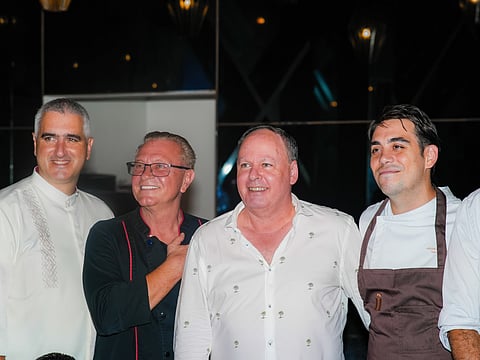 MATTEO Giurdanella F&B director, Nickolai Stoyanov executive chef, Didier Belmonte general manager, Javier Garcia Amador, guest chef from Enye by Chele Gonzalez.
