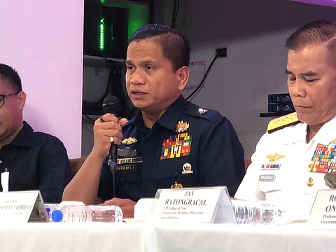 Philippine Coast Guard (PCG) Spokesperson Rear Admiral Jay Tarriela speaking at the Saturday news Forum, 13 June, at Dapo Restaurant, Quezon City. (PHOTOGRAPHED by Sean Magbanua for the Daily Tribune). 