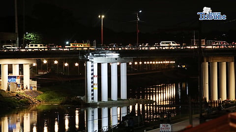 (June 13 2026) The reflection of lights seen under the bridge at the Marikina River, The Marikina local government, in coordination with the DPWH, is continuously conducting dredging, widening, and desilting operations along the Marikina River to increase its water-carrying capacity ahead of the typhoon season. Photo/Analy Labor
