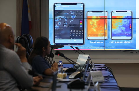 (June 15 2026) PAGASA weather officials show to the media the new PAGASA National Hydro-Met Observing Network or PANaHON mobile app during the launching at the Amihan Conference Room of the PAGASA Science Garden Compound in Quezon City on Monday, June 15, 2026. Photo/Analy Labor