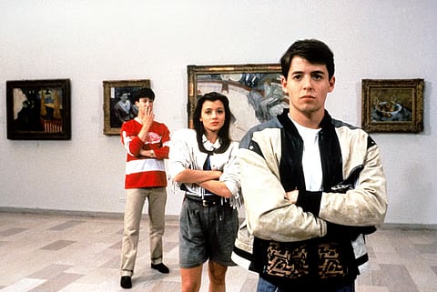 In the film, Ferris Bueller (Matthew Broderick) convinces his classmates Sloane (Mia Sara) and Cameron (Alan Ruck) to go on one awesome day off ever
