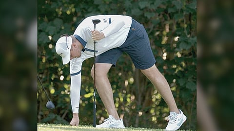 SCOTLAND’s Thomas Plumb tees the ball on the 16th hole during the opening round of the BingoPlus Philippine ADT Open at Luisita Golf and Country Club in Tarlac on Wednesday.