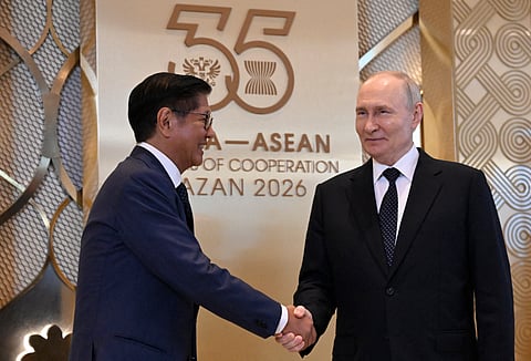 ACROSS the divide Russian President Vladimir Putin (right) greets President Ferdinand Marcos Jr. during a welcoming ceremony for leaders attending the Russia-ASEAN summit in Kazan on 17 June 2026, where diplomacy takes center stage amid shifting global currents. 