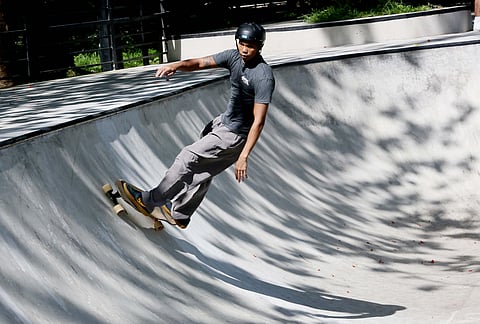 (June 20 2026) Skaters enjoy playing at the new skateboard park in Quezon City Circle on Saturday June 20 2026, Quezon City invited QCitizens to join and enjoy the celebration of Skateboarding Day at Quezon Memorial Circle (QMC) Skate Park on Sunday morning. Photo/Analy Labor