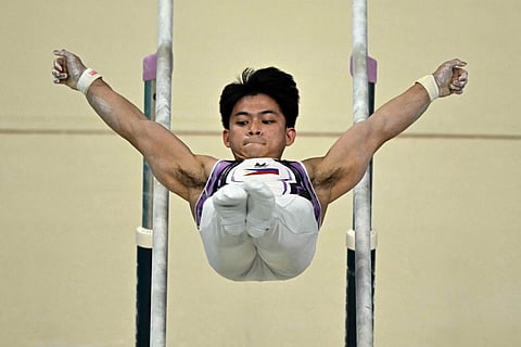 OLYMPIC double-gold medalist Carlos Yulo misses the podium in the parallel bars competition of the 13th Senior Artistic Gymnastics Asian Championships.