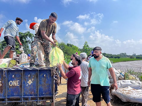 Breach in Dhussi Bandh at Burj Tehal Dass