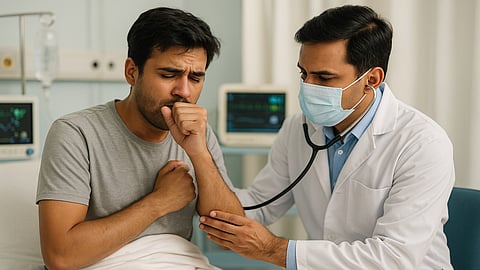 Patient coughing representative Image