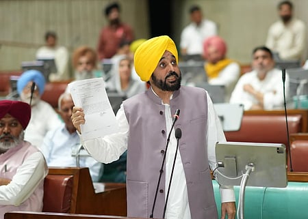 CM Bhagwant Mann speaking during Vidhan Sabha flood session
