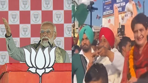 PM Modi during rally in Muzzafarpur Bihar and Channi from viral video