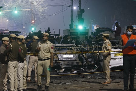 Rescue officials responding at Red Fort blast location