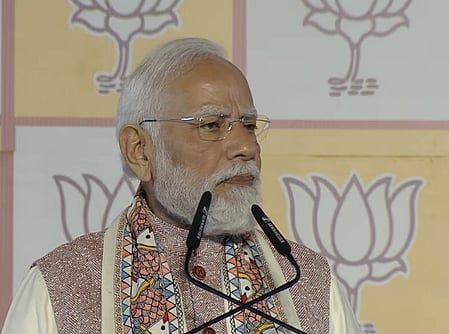 Prime Minister Modi addressing party workers after NDA’s Bihar win