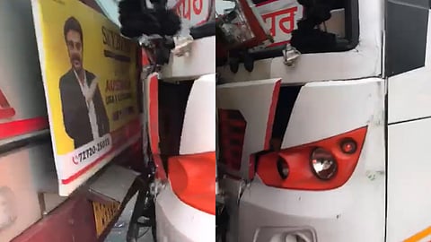 Collision of a Punjab Roadways bus & a private bus at PAP Chowk