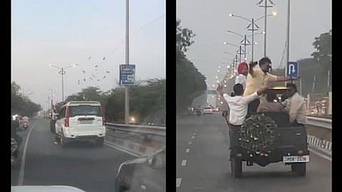 Bathinda viral video: youths dance & toss cash from moving Jeep