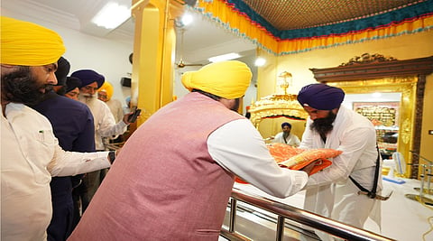 CM Mann at Takht Sri Kesgarh Sahib during Shukrana Yatra