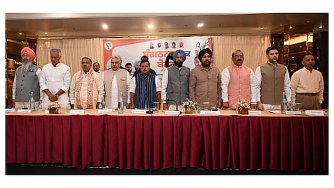 Nitin Nabin in a meeting along with members
