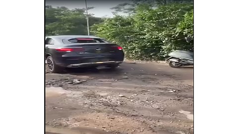 Speeding Mercedes on the road