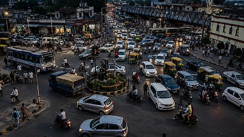 Traffic congestion at busy intersection