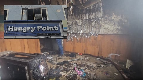 Visuals of fire from the restaurant