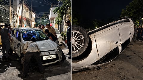 High-speed car hits multiple vehicles, overturns in Jalandhar