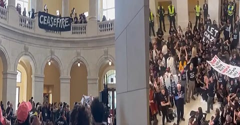 Pro-Palestinian protesters storm into US Capitol after Rashida Tlaib's speech; Video Viral