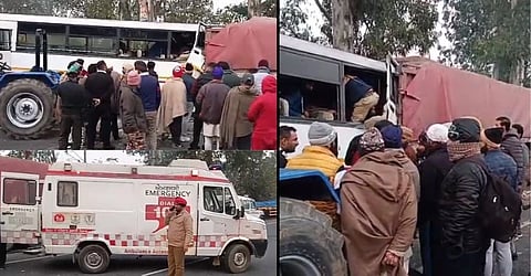 Road Accident Pathankot Highway, Punjab Police Bus Accident, Bus Collides with Trolley,  Police killed, Punjab News Today, Dense Fog Accident, Hoshiarpur Accident