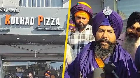 Kulhad Pizza Couple, Jalandhar Kulhad Pizza Couple, Jalandhar Kulhad Pizza Couple Nihang Singhs, Nihang Singhs Kulhad Pizza Couple, Kulhad Pizza Couple Nihang Singhs Protest