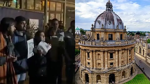 Oxford University Protest, Oxford Union Indian Students Protest, Indian Student Protest Oxford, Oxford Kashmir Debate