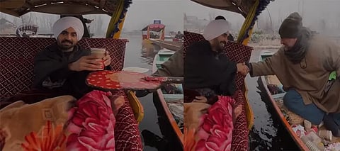 Diljit Dosanjh Enjoys Kahwa on Dal Lake, Admires Kashmir's Beauty