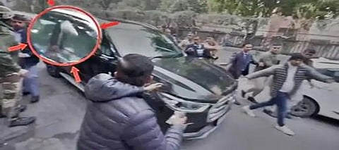 AAP alleges Kejriwal’s car attacked with bricks and stones, blames BJP