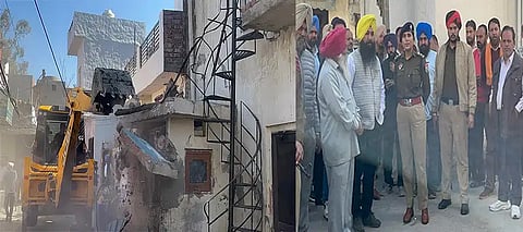 Khanna Police bulldoze six properties of drug peddlers in Meat Market