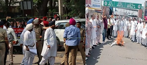 Pratap Bajwa, Pratap Bajwa Punjab Police, Pratap Bajwa Summon, Pratap Bajwa Grenade Comment, Pratap Bajwa FIR, Mohali Cyber Police Station, Mohali Cyber Police Station Pratap Bajwa Protest