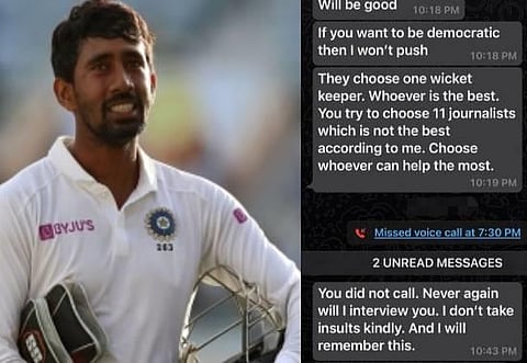 Wriddhiman Saha receives threat message over interview refusal; Fans name THIS Sports Journalist