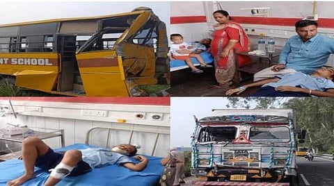 Tragic accident in Dasuha: School bus carrying 40 students hit by a truck, 2 dead, 13 injured