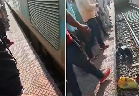 Viral Video: Man escapes unhurt after falling between platform and track as the train passes over; Watch