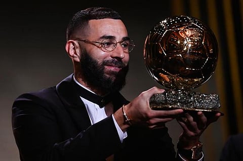 Karim Benzema lifts prestigious Ballon d'Or 2022 trophy after his dream 21-22 season, 1st for France after Zidane's 1998 triumph