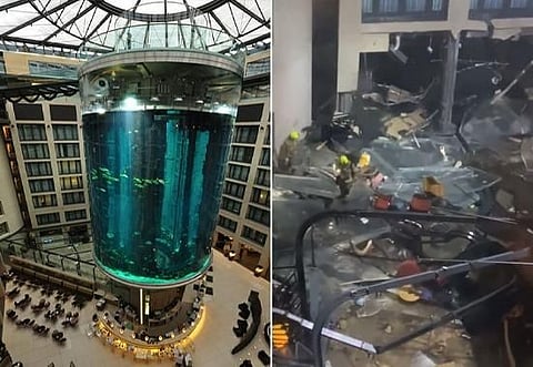 Video: World's largest aquarium, 'Aquadom' home to over 100 different species of fish explodes in Berlin; Watch