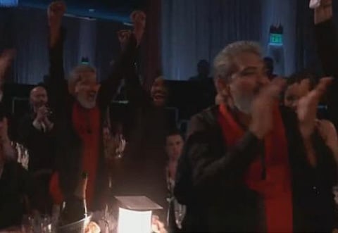 SS Rajamouli jumps in jubilation after Naatu Naatu scripts history at Golden Globes 2023; Video Viral