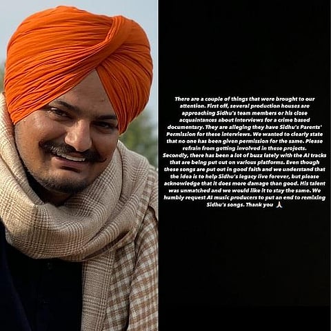 Sidhu Moosewala's social media team issues warning against unauthorized interviews and remixes of songs