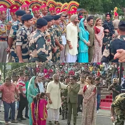 Sunny Deol and Ameesha Patel Revisit Iconic Roles at Wagah Border, Enthralling Fans with 'Gadar 2' Promotions!