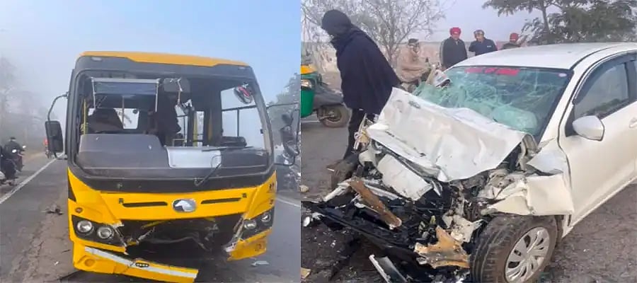 KIPS school bus & car collides in Kapurthala; Both drivers injured ...