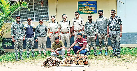 55 ಕೆಜಿ ಚಕ್ಕೆ ವಶ, ಮೂವರಿಗಾಗಿ ಶೋಧ 