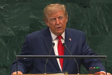 US President Donald Trump issued a 'double warning' to Iran while speaking at a United Nations meeting.