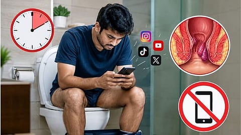  spend time  mobile phone in the restroom?