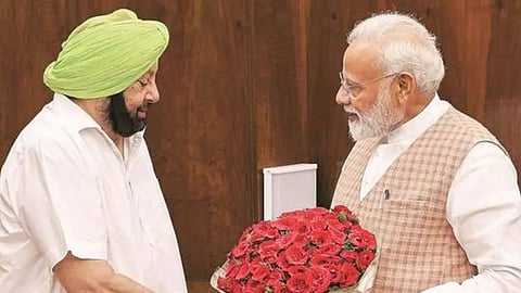 ಪ್ರಧಾನಿ ನರೇಂದ್ರ ಮೋದಿ ಜೊತೆ ಕ್ಯಾಪ್ಟನ್ ಅಮರೀಂದರ್ ಸಿಂಗ್ 