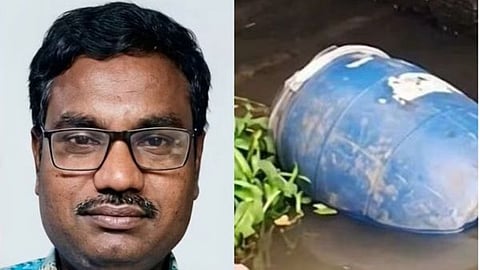 Deceased unfortunate Niranjan Chandra Sutradhar, the drum where the body was found